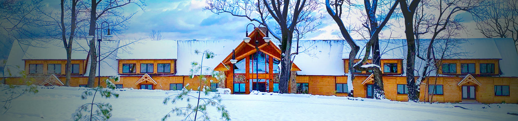 Winter view of Lydia Mountain Lodge.